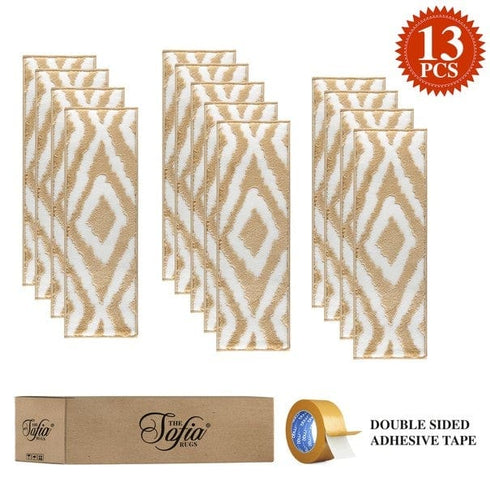 Meadow - Beige Turkish Premium Quality Stair Rugs  Low Pile Carpet Treads for Wooden Stairs